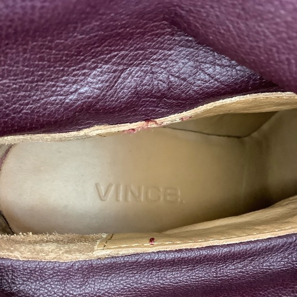 Vince Leather Fold Over Heeled Ankle Boots Sz-7 - Picture 7 of 9